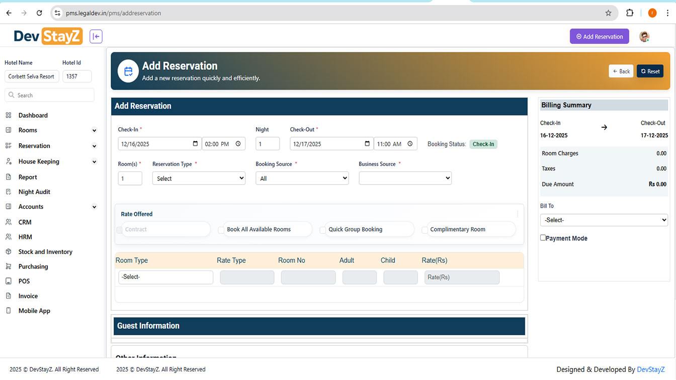 hotel reservation management